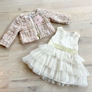 Nicole Miller Lace & Glitter Dress with Matching Jacket | 3/6 Months